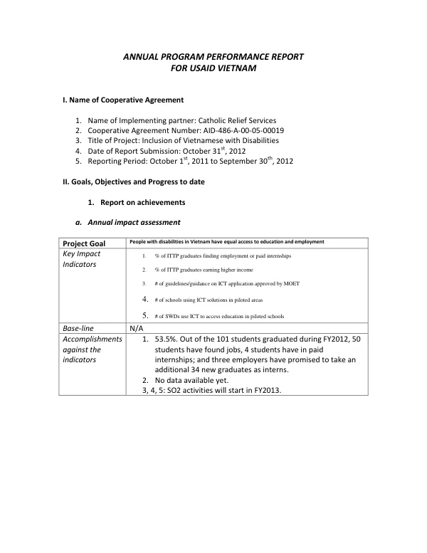 Inclusion of Vietnamese with Disabilities [IVWD]: progress report #23 - reporting period: Oct 2011-Sept 2012