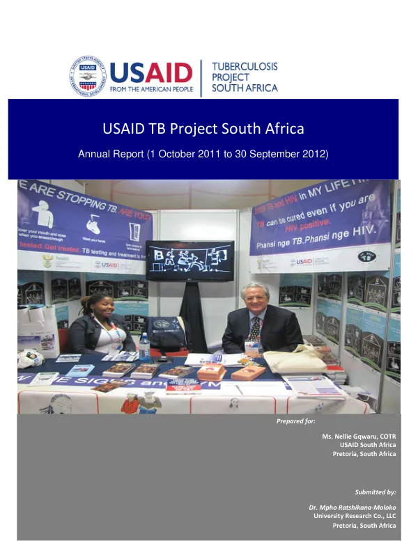 USAID TB Program South Africa Annual Report (October 2011 - September 2012)
