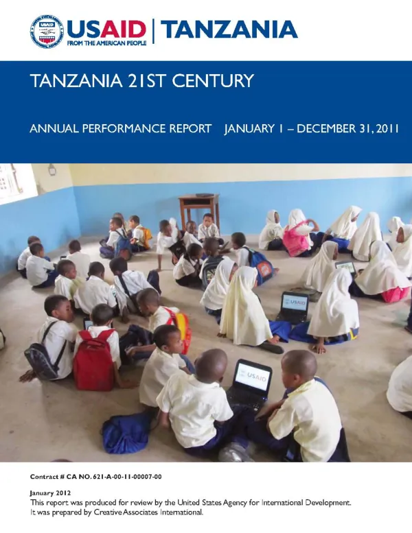 TZ21 Year 1, Annual Performance Report (January 1st – December 30th, 2011)