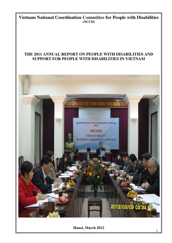 VNAH-IVWD NCCD Annual Report 2011 - Annual report on status of people with disabilities in Vietnam