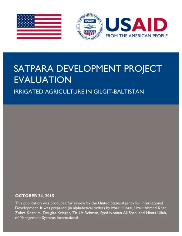 Satpara development project evaluation : irrigated agriculture in Gilgit-Baltistan