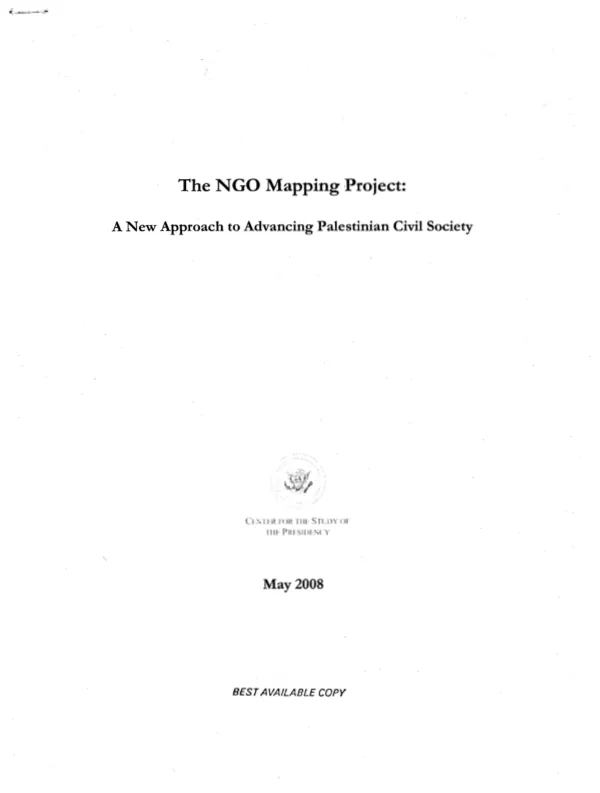 The NGO mapping project : a new approach to advancing Palestinian civil society
