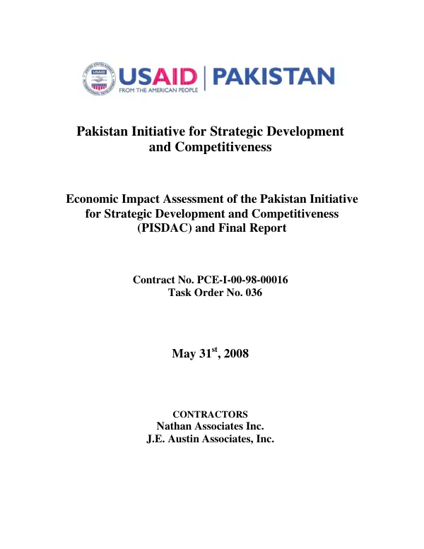 Economic impact assessment of the Pakistan initiative for strategic development and competitiveness (PISDAC) and final report