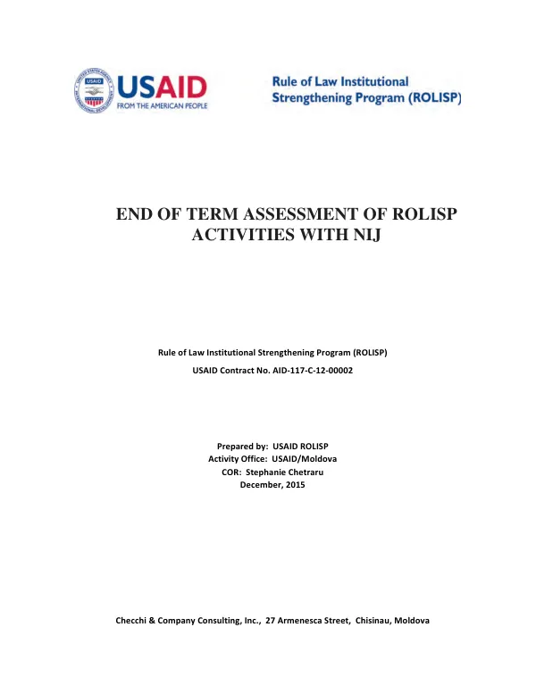 End of term assessment of ROLISP activities with NIJ