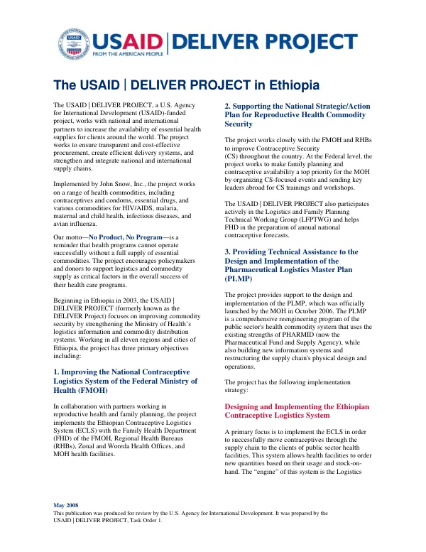 The USAID DELIVER project in Ethiopia