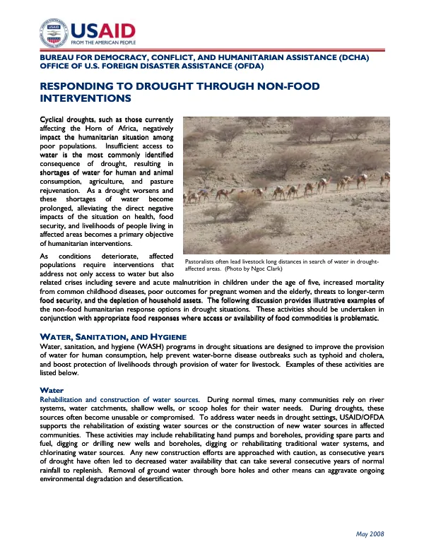 Responding to drought through non-food interventions