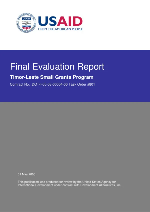 Final evaluation report : Timor-Leste small grants program