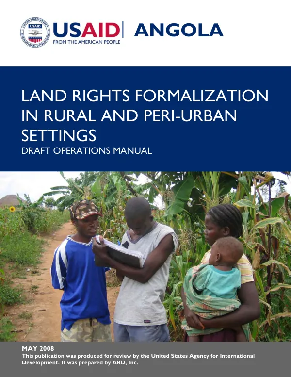 Land rights formalization in rural and peri-urban settings : draft operations manual