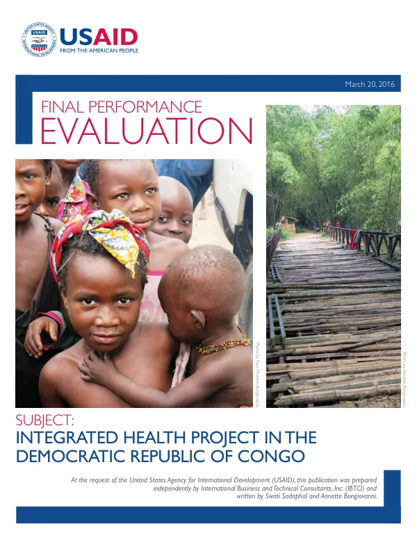 Final performance evaluation : integrated health project in the Democratic Republic of Congo