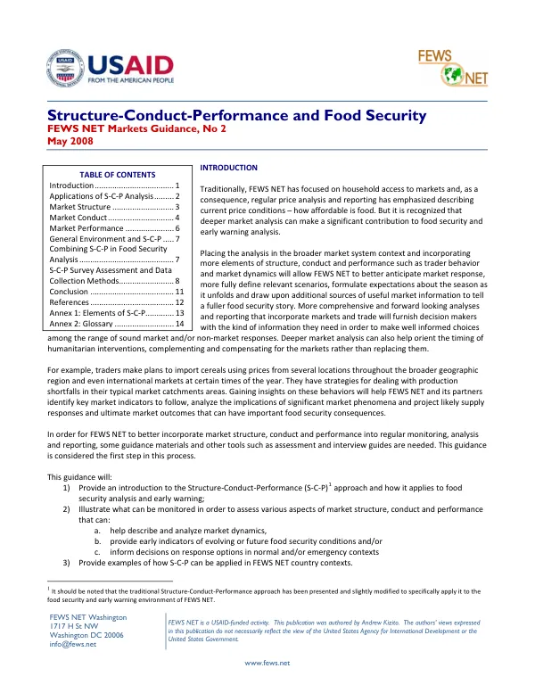 Structure-conduct-performance and food security