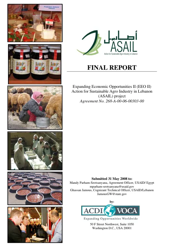 Final report : expanding economic opportunities II (EEO II) : action for sustainable agro industry in Lebanon (ASAIL) project