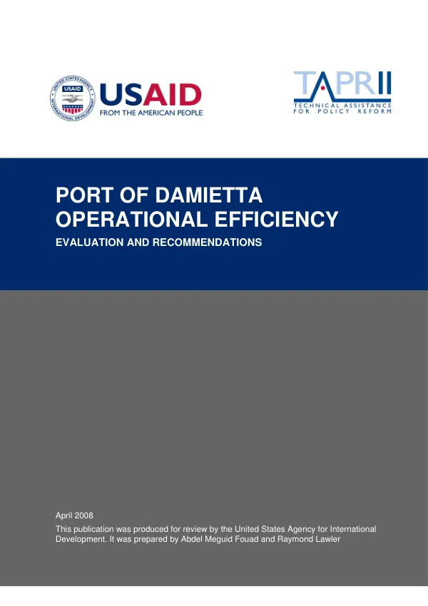 Port of Damietta operational efficiency : evaluation and recommendations