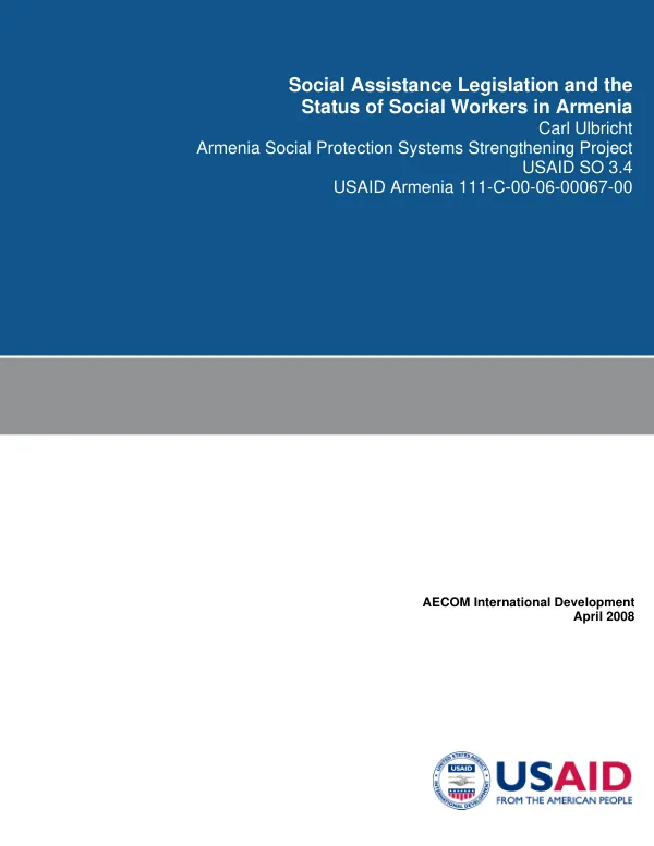 Social assistance legislation and the status of social workers in Armenia