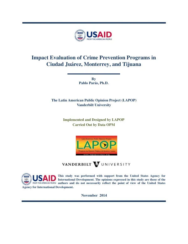 Impact evaluation of crime prevention programs in Ciudad Juarez, Monterrey, and Tijuana