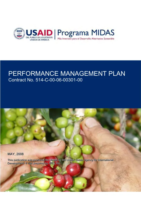 Mas inversion para el desarrollo alternativo sostenible : performance management plan