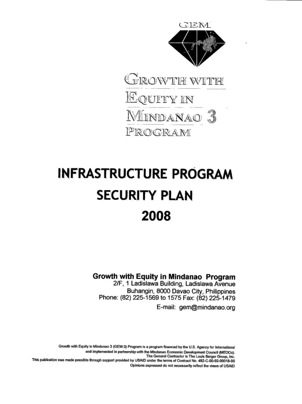 Growth with equity in Mindanao 3 program : infrastructure program -- security plan 2008