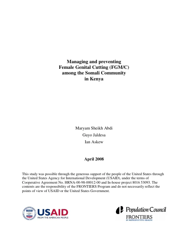 Managing and preventing female genital cutting (FGM/C) among the Somali community in Kenya