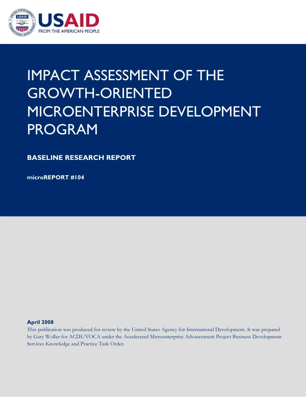Impact assessment of the growth-oriented microenterprise development program