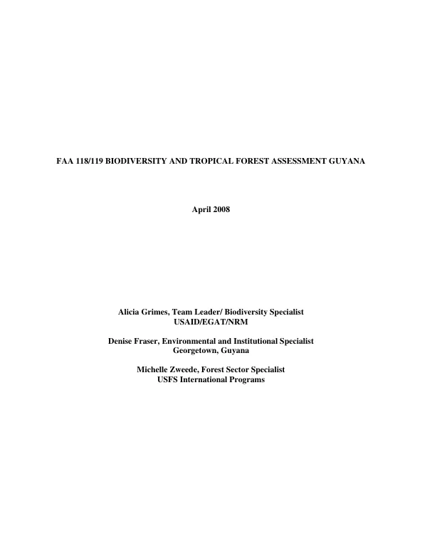 FAA 118/119 biodiversity and tropical forest assessment Guyana