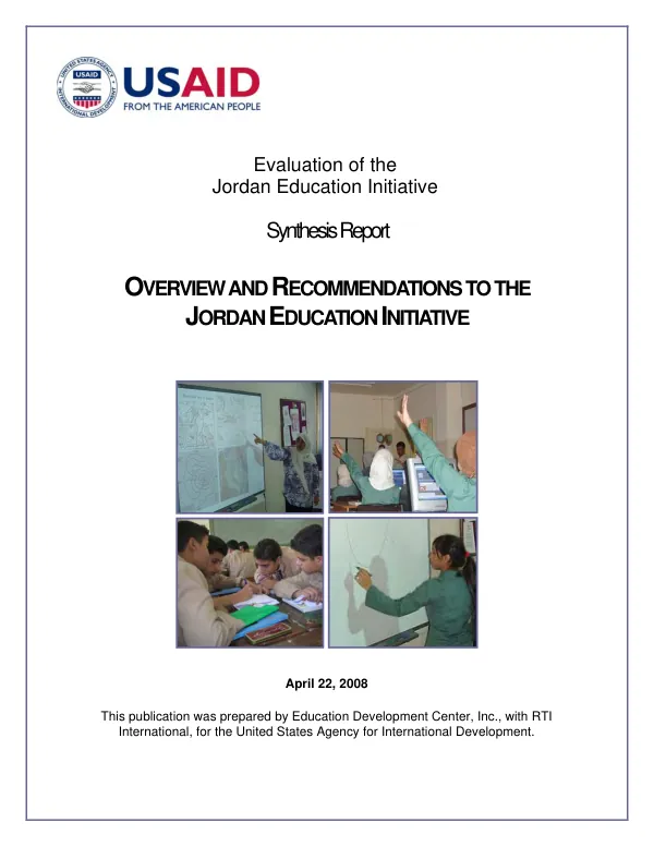 Evaluation of the Jordan education initiative : synthesis report -- overview and recommendations to the Jordan education initiative