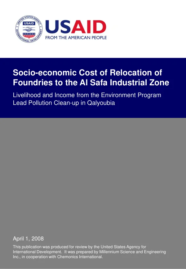 Socio-economic cost of relocation of foundries to the Al Safa industrial zone