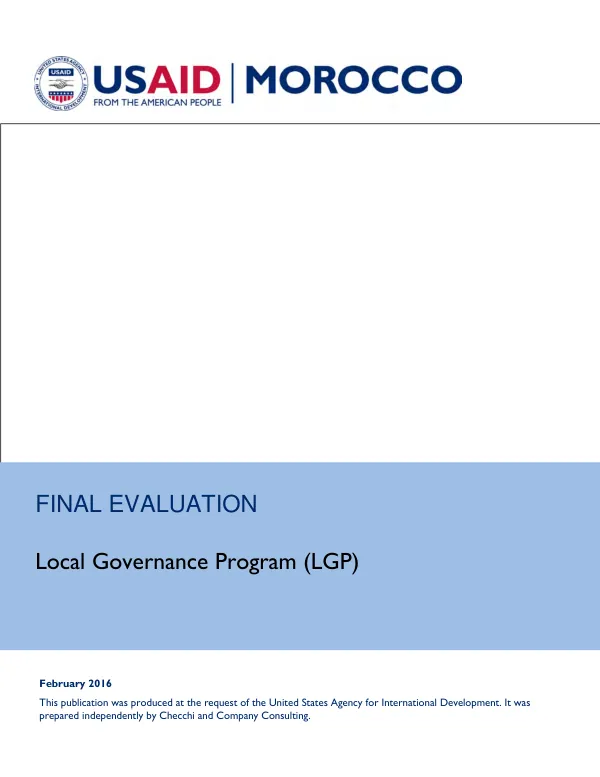 Final evaluation : local governance program (LGP)