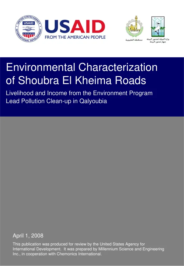 Environmental characterization of Shoubra El Kheima Roads