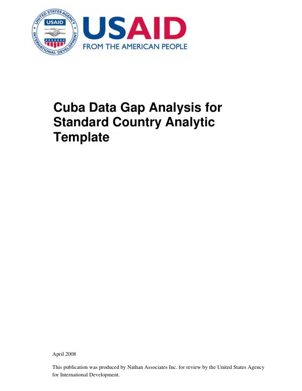 Cuba data gap analysis for standard country analytic template