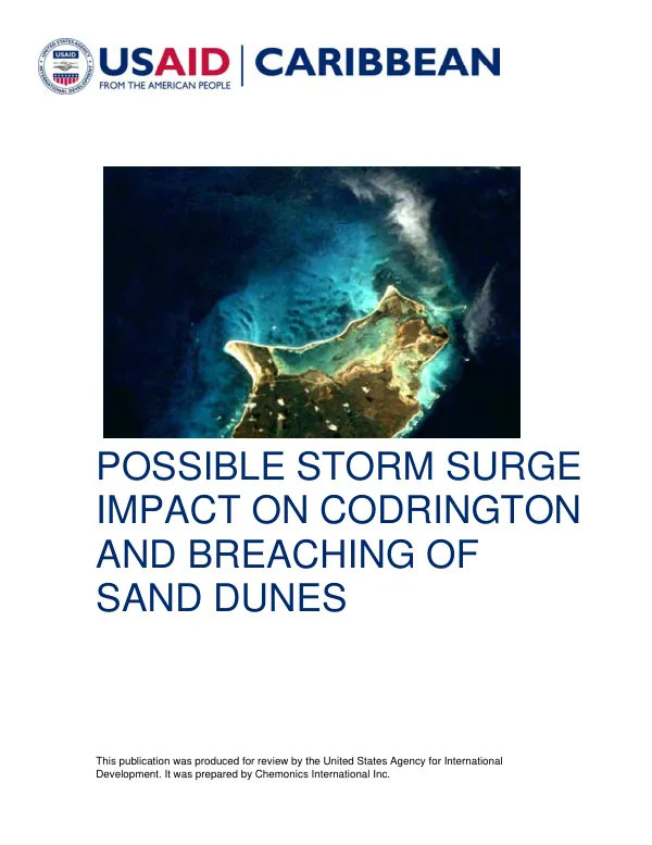 Possible storm surge impact on Codrington and breaching of sand dunes