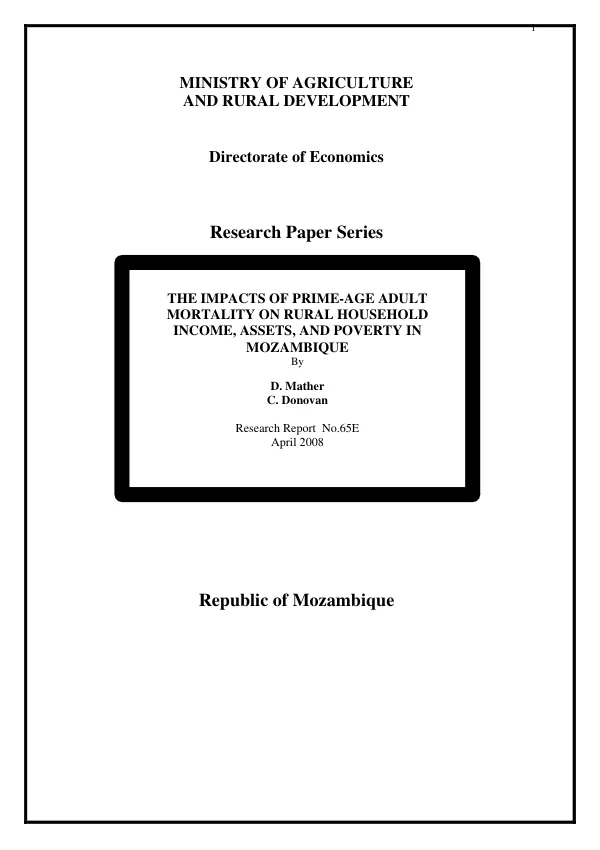The impacts of prime-age adult mortality on rural household income, assets, and poverty in Mozambique