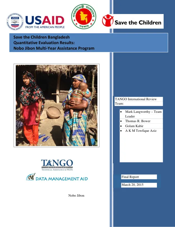 Save the Children Bangladesh quantitative evaluation results : nobo jibon multi-year assistance program. Volume I : report