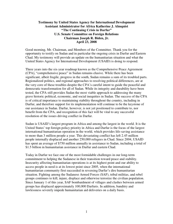 The continuing crisis in Darfur
