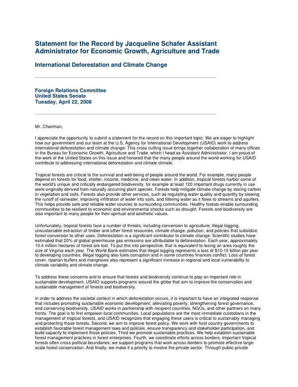 International deforestation and climate change
