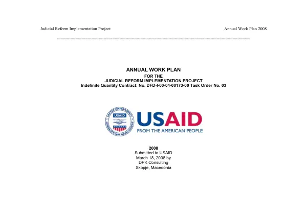 Annual work plan for the judicial reform implementation project