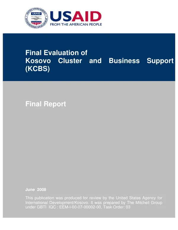 Final evaluation of Kosovo cluster and business support (KCBS) : final report