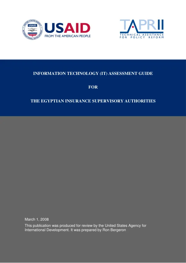 Information technology (IT) assessment guide for the Egyptian insurance supervisory authorities
