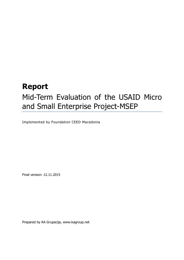 Report : mid-term evaluation of the USAID micro and small enterprise project-MSEP