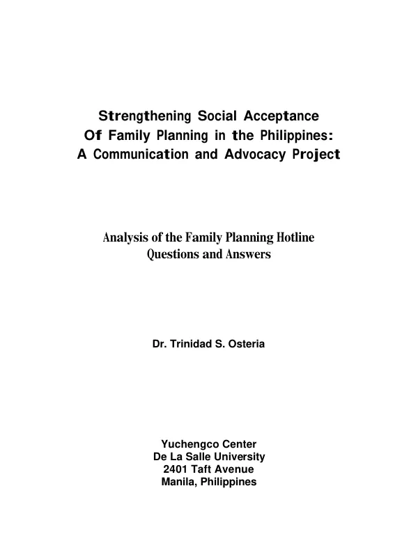 Analysis of the family planning hotline questions and answers