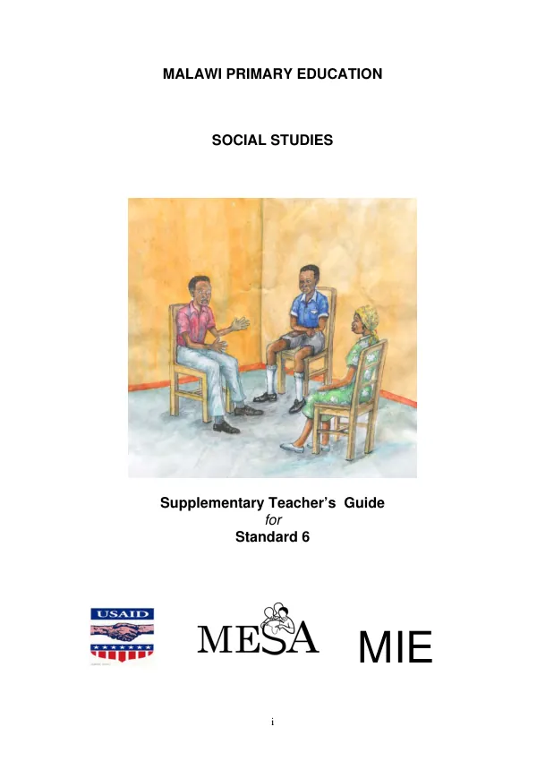 Malawi primary education : social studies -- supplementary teacher"s guide for standard 6