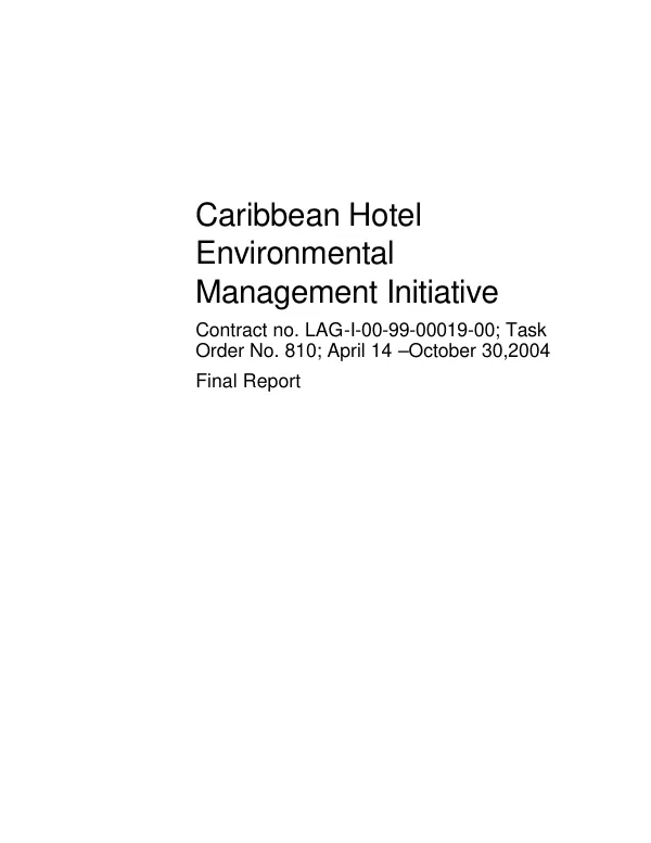 Caribbean hotel environmental management initiative [CHEMI] : final report