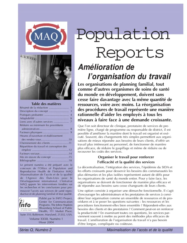 Amelioration de l"organisation du travail