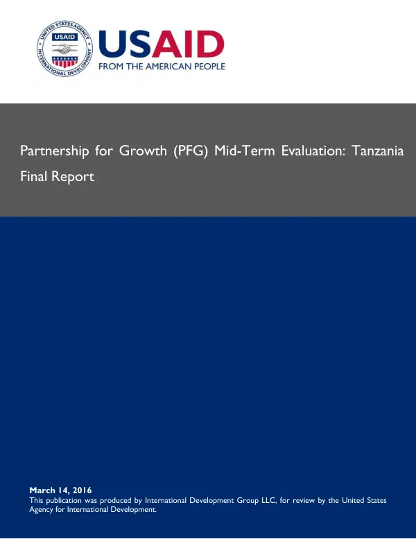 Partnership for growth (PFG) mid-term evaluation : Tanzania final report