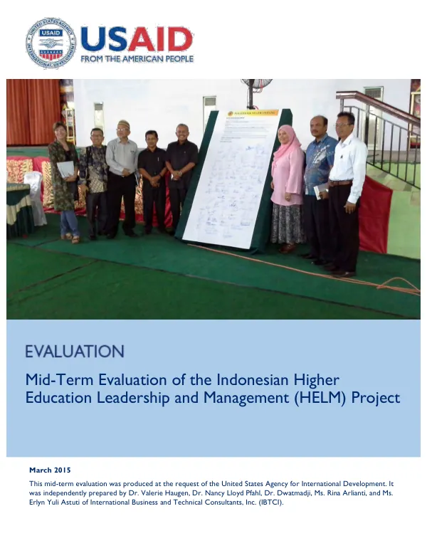 Mid-term evaluation of the Indonesian higher education leadership and management (HELM) project