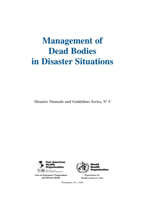 Management of dead bodies in disaster situations