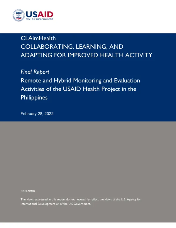Remote and hybrid monitoring and evaluation activities of the USAID health project in the Philippines