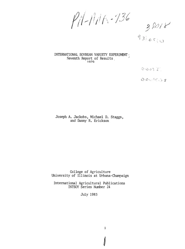 International soybean variety experiment; seventh report of results, 1979