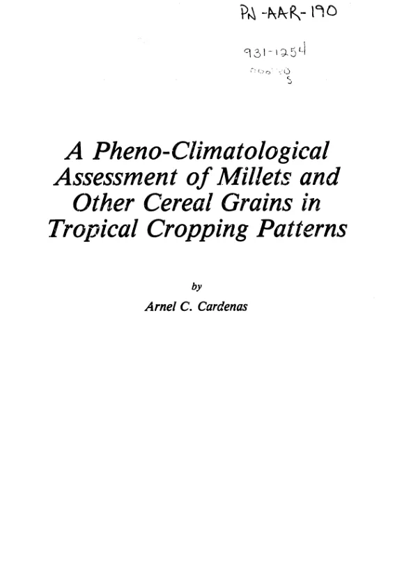 Pheno-climatological assessment of millets and other cereal grains in tropical cropping patterns