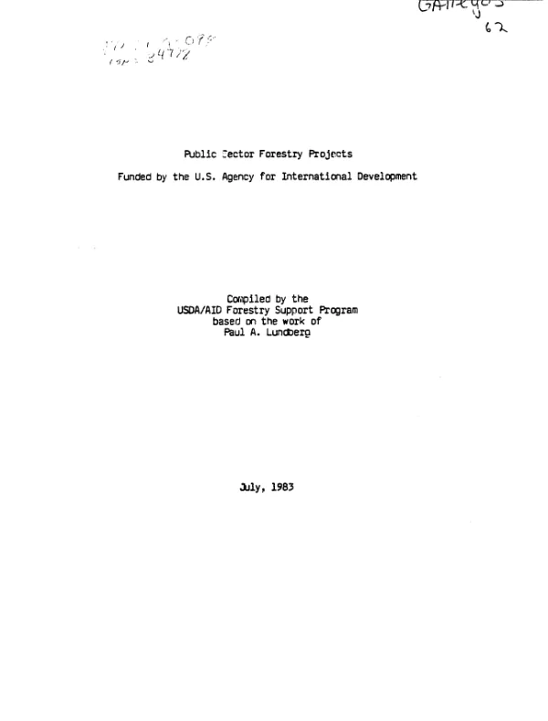 Public sector forestry projects funded by the US Agency for International Development