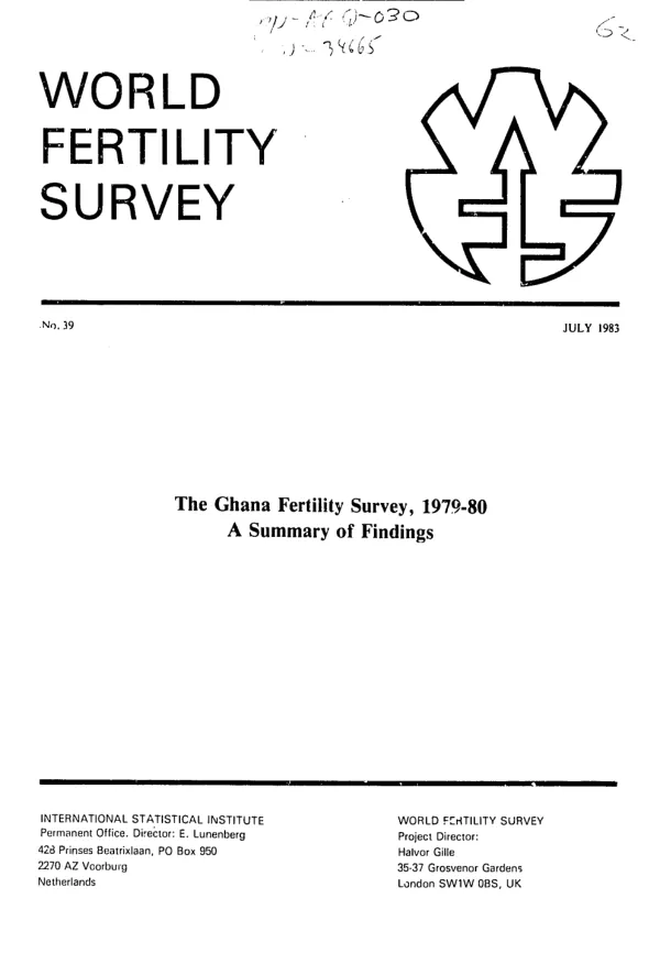 Ghana fertility survey, 1979-80 : a summary of findings