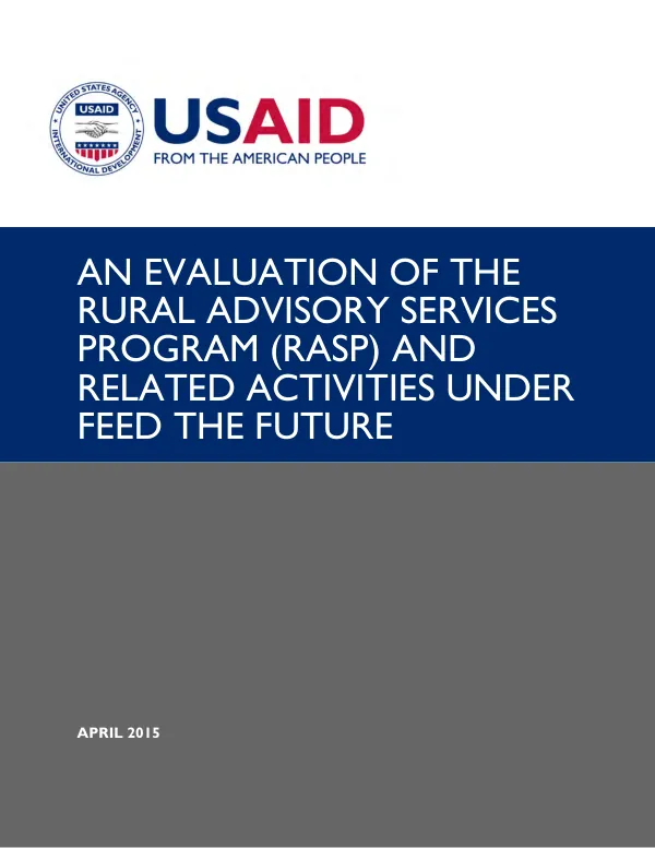 An evaluation of the rural advisory services program (RASP) and related activities under Feed the Future